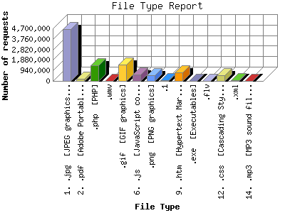 File Type Report: Number of requests by File Type.